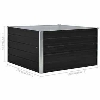 Plantenbak verhoogd 100x100x45cm gegalvaniseerd staal antraciet 6