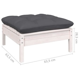 Tuinvoetenbank met antracietkleurig kussen grenenhout wit 5