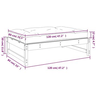 Tuinvoetenbank 120x80 cm massief grenenhout grijs 9