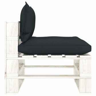 Tuinmiddenbank met antracietkleurige kussens pallet hout 3