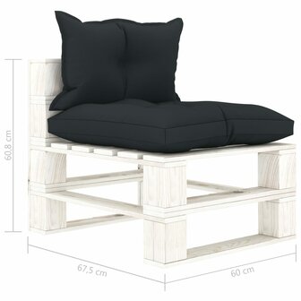 Tuinmiddenbank met antracietkleurige kussens pallet hout 6