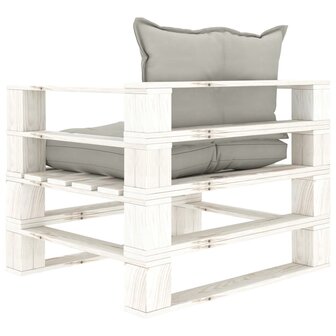 Tuinbank met taupe kussens pallet hout 4