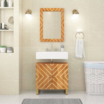 Badkamerspiegel 50x70x3 cm massief mangohout en glas bruin 1