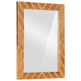 Badkamerspiegel 50x70x3 cm massief mangohout en glas bruin 2