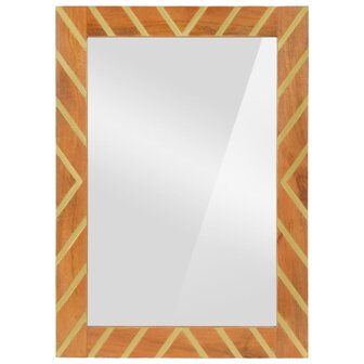 Badkamerspiegel 50x70x3 cm massief mangohout en glas bruin 3