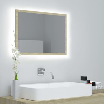 Badkamerspiegel LED 60x8,5x37 cm acryl sonoma eikenkleurig 1