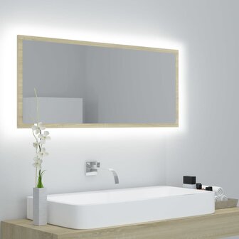 Badkamerspiegel LED 100x8,5x37 cm acryl sonoma eikenkleurig 1