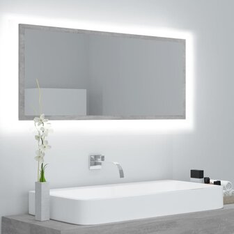 Badkamerspiegel LED 100x8,5x37 cm acryl betongrijs 1