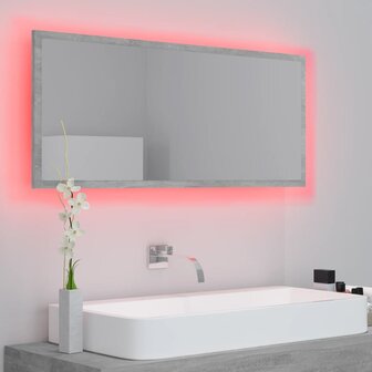 Badkamerspiegel LED 100x8,5x37 cm acryl betongrijs 5