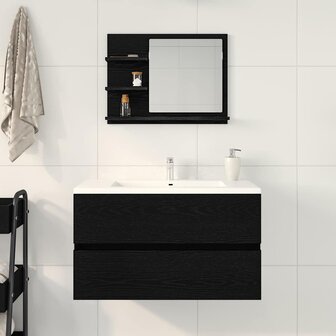 Badkamerspiegel 60x10,5x45 cm spaanplaat zwart eikenkleurig 3