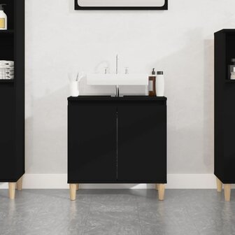 Wastafelkast 58x33x60 cm bewerkt hout zwart 1