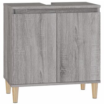 Wastafelkast 58x33x60 cm bewerkt hout grijs sonoma eikenkleurig 2