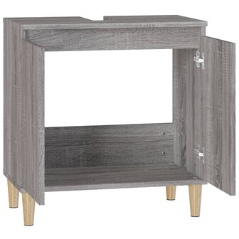 Wastafelkast 58x33x60 cm bewerkt hout grijs sonoma eikenkleurig 7