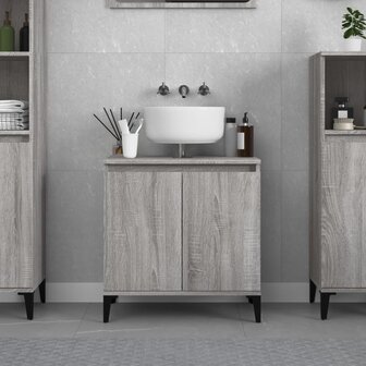 Wastafelkast 58x33x60 cm bewerkt hout grijs sonoma eikenkleurig 1