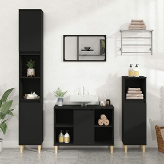 Wastafelkast 80x33x60 cm bewerkt hout zwart 1