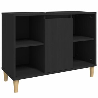 Wastafelkast 80x33x60 cm bewerkt hout zwart 2