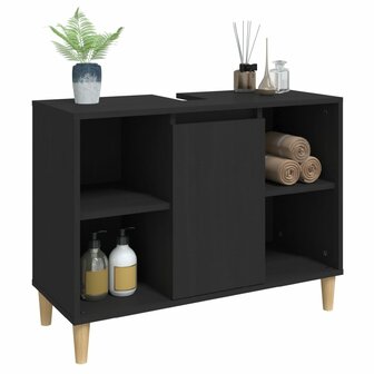 Wastafelkast 80x33x60 cm bewerkt hout zwart 4