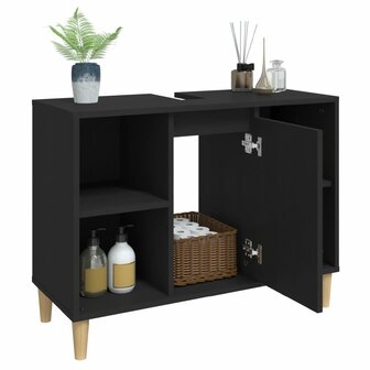 Wastafelkast 80x33x60 cm bewerkt hout zwart 5