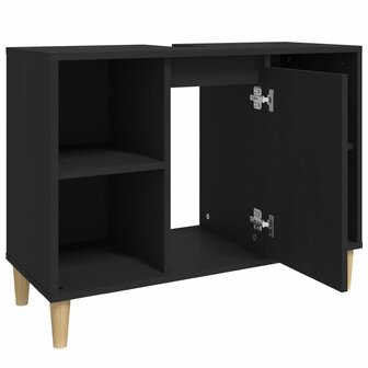 Wastafelkast 80x33x60 cm bewerkt hout zwart 7