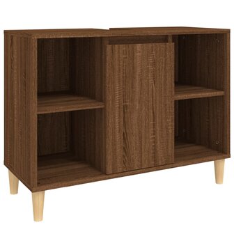Wastafelkast 80x33x60 cm bewerkt hout bruin eikenkleur 2