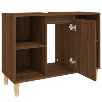 Wastafelkast 80x33x60 cm bewerkt hout bruin eikenkleur 7