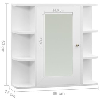 Badkamerspiegelkast 66x17x63 cm MDF wit 9