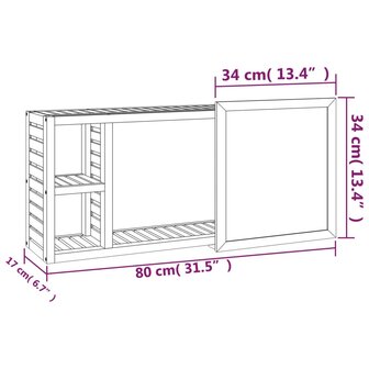 Spiegelkast 80x17x34 cm massief walnotenhout 8
