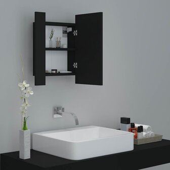 Badkamerkast met spiegel en LED 40x12x45 cm acryl zwart 6