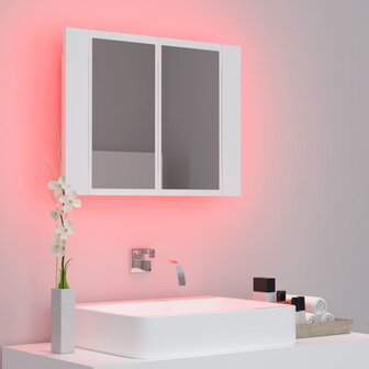 Badkamerkast met spiegel en LED 60x12x45 cm acryl wit 5