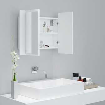 Badkamerkast met spiegel en LED 60x12x45 cm acryl wit 6