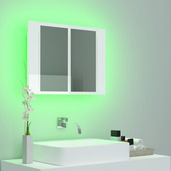 Badkamerkast met spiegel en LED 60x12x45 cm acryl hoogglans wit 5