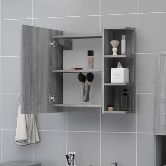 Badkamerspiegelkast 62,5x20,5x64 cm bewerkt hout grijs sonoma 3