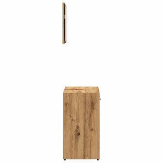Badkamerkast met spiegel bewerkt hout artisanaal eikenkleurig 5