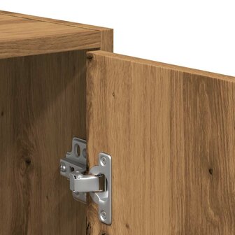 Badkamerkast met spiegel bewerkt hout artisanaal eikenkleurig 8