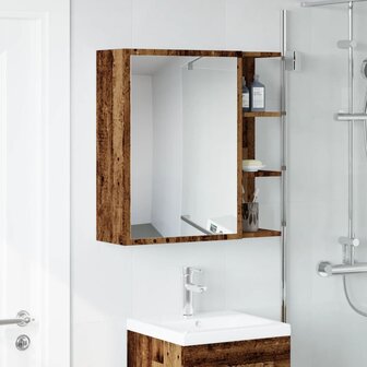 Badkamerspiegelkast 62,5x20,5x64cm bewerkt hout oud houtkleurig 3