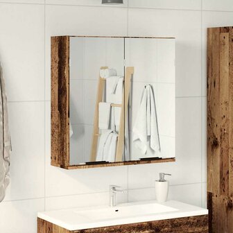 Badkamerspiegelkast 64x20x66,5 cm bewerkt hout oud houtkleurig 3