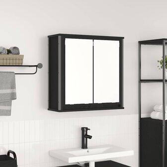 Badkamerwandkast met spiegel 60x21x60 cm zwart eikenkleurig 1