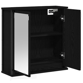 Badkamerwandkast met spiegel 60x21x60 cm zwart eikenkleurig 4