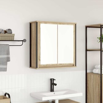 Badkamerwandkast met spiegel 60x21x60 cm sonoma eikenkleurig 1