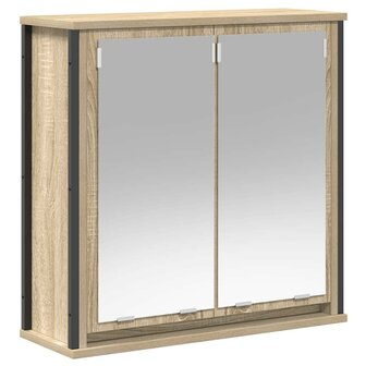 Badkamerwandkast met spiegel 60x21x60 cm sonoma eikenkleurig 2