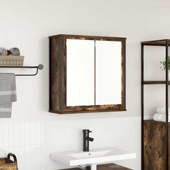 Badkamerwandkast met spiegel 60x21x60 cm gerookt eiken 1