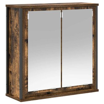 Badkamerwandkast met spiegel 60x21x60 cm gerookt eiken 2