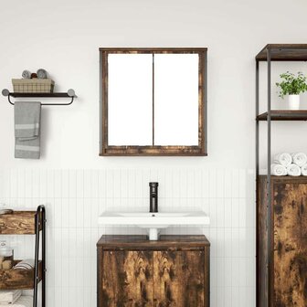 Badkamerwandkast met spiegel 60x21x60 cm gerookt eiken 3