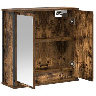 Badkamerwandkast met spiegel 60x21x60 cm gerookt eiken 4