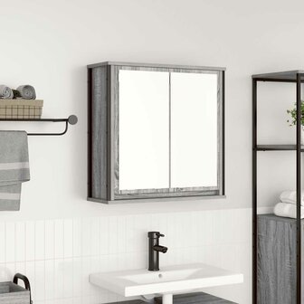 Badkamerwandkast met spiegel 60x21x60 cm Sonoma grijs 1