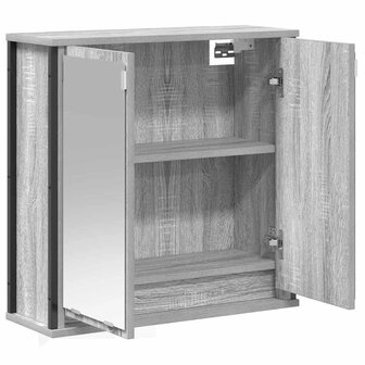 Badkamerwandkast met spiegel 60x21x60 cm Sonoma grijs 4