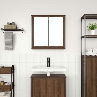 Badkamerwandkast met spiegel 60x21x60 cm bruin eiken 3