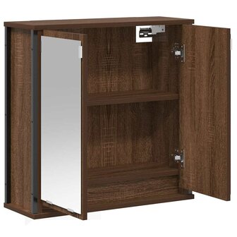 Badkamerwandkast met spiegel 60x21x60 cm bruin eiken 4