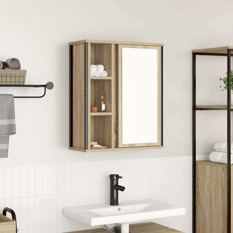 Badkamerwandkast met spiegel 50x21x60 cm sonoma eikenkleurig 1