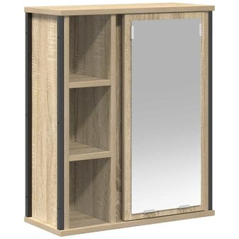 Badkamerwandkast met spiegel 50x21x60 cm sonoma eikenkleurig 2